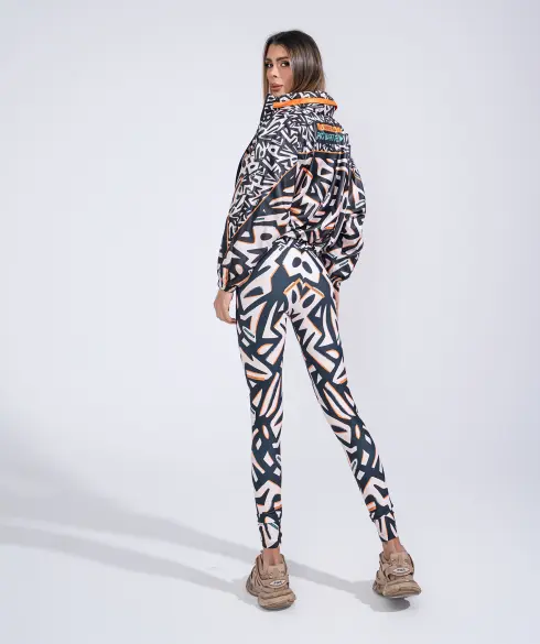 Дамско спортно яке тип ветровка Jfit Beige/Black - 222