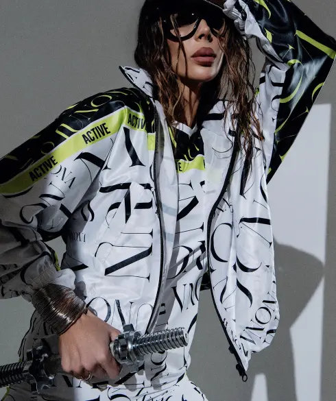 Дамско спортно яке тип ветровка Jfit White/Black - 357