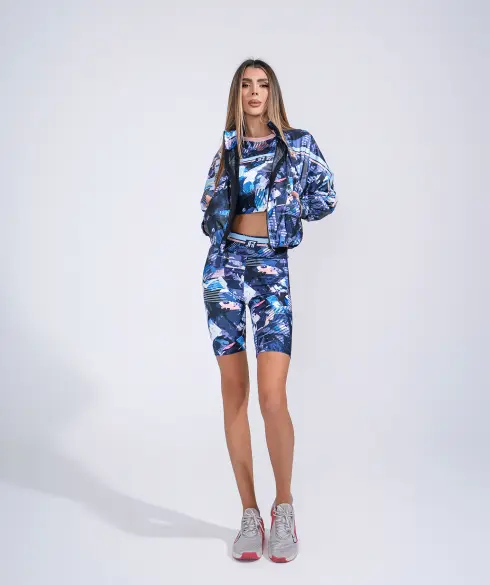 Дамско спортно яке тип ветровка Jfit Blue/Pink - 211