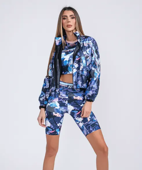 Дамско спортно яке тип ветровка Jfit Blue/Pink - 209