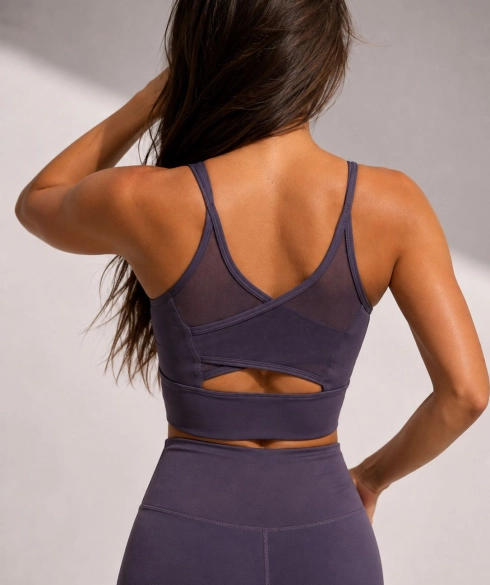 Топ с мрежа и изрязани части Jfit Purple - 591