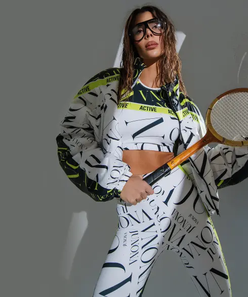 Къс спортен топ Jfit White/Black - 388