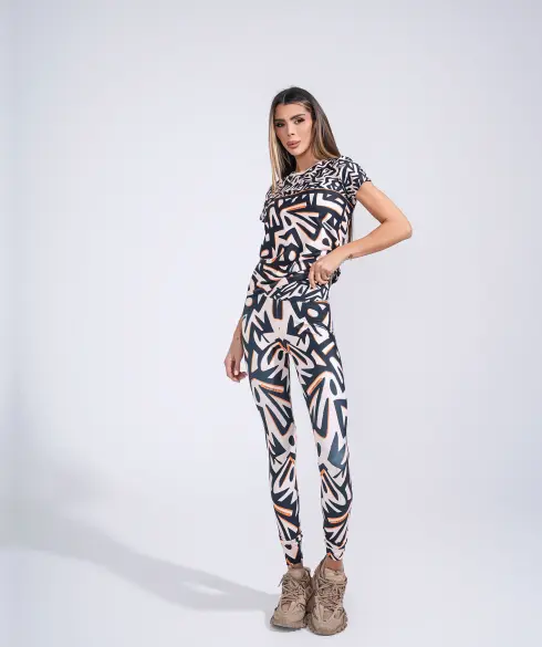 Дамска спортна тениска Jfit Beige/Black - 148