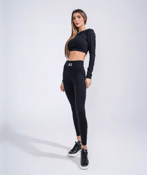 Дамска спортна блуза с изрязан гръб Jfit ALL BLACK - 318