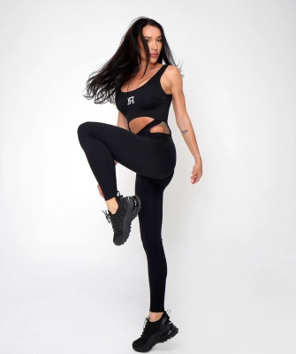 Черен дамски гащеризон с изрязани части Jfit LTD